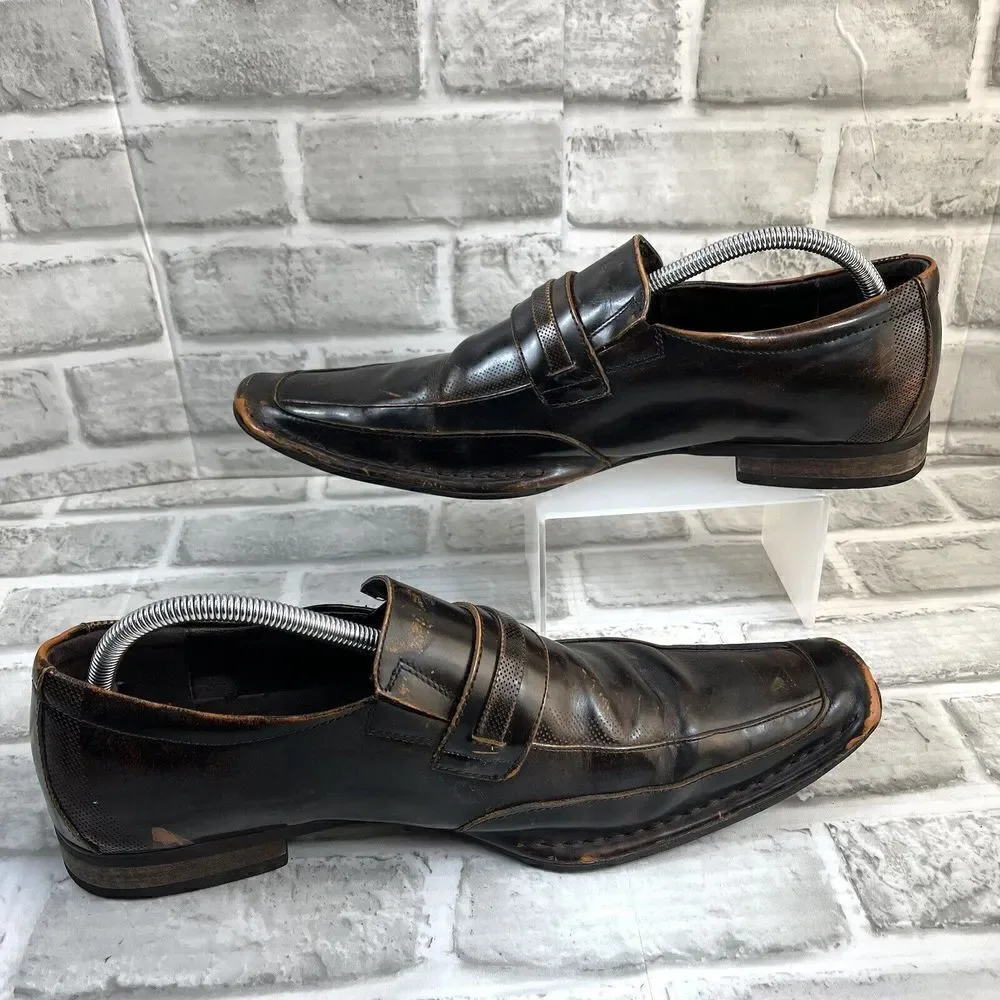 Giorgio Brutini Men’s 10.5 Brown Copper Leather Square Toe Loafer Dress Shoes